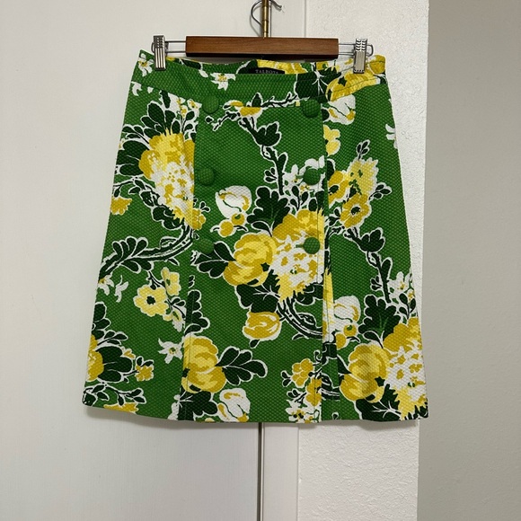 Talbots Dresses & Skirts - Talbots green & yellow floral Pencil skirt - button front - size 8P